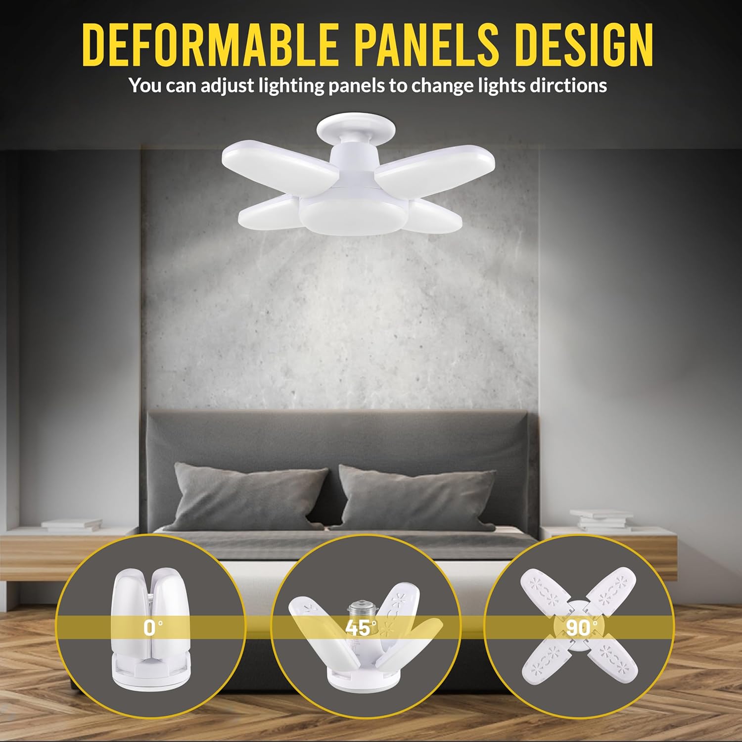 Charkee 25W Cool Day Mini fan Blade 4 Leaf Foldable LED Bulb with Angle Adjustable Ceiling Lights Home Pack of 3